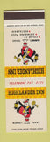 Matchbook Cover - Highlander Inn Burnet TX motel restaurant SAMPLE