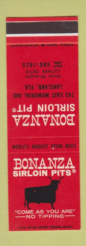 Matchbook Cover - Bonanza Sirloin Pit Lakeland FL restaurant bull SAMPLE