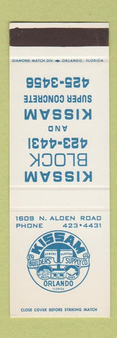 Matchbook Cover - Kissam Block Concrete Orlando FL SAMPLE