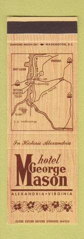 Matchbook Cover - Hotel George Mason Alexandria VA restaurant SAMPLE