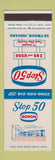 Matchbook Cover - Stop 50 Boron Seymour IN oil gas SAMPLE