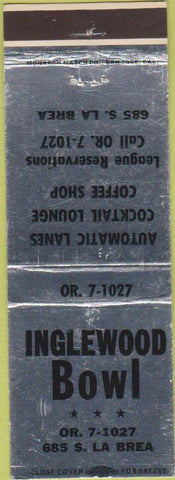 Matchbook Cover - Inglewood Bowl CA bowling silver