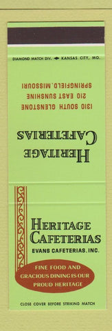 Matchbook Cover - Heritage Cafeterias Springfield MO SAMPLE