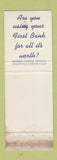 Matchbook Cover - First National Bank Minneapolis MN WEAR SAMPLE