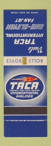 Matchbook Cover - Taca International Airlines Rolls Royce SAMPLE