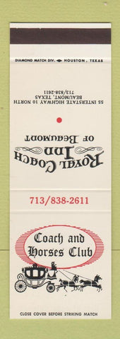 Matchbook Cover - Royal Coach Inn Beaumont TX Coach and Horses Club SAMPLE