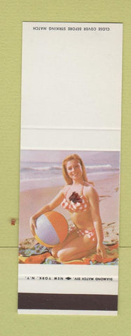 Matchbook Cover - Diamond Pinup girl with beach ball SAMPLE
