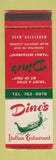 Matchbook Cover - Dino's Italian Restaurant Worcester MA WEAR SAMPLE