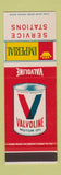 Matchbook Cover - Imperial oil gas Valvoline SAMPLE