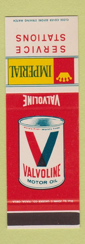 Matchbook Cover - Imperial oil gas Valvoline SAMPLE