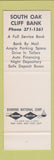 Matchbook Cover - South Oak Cliff Bank Dallas TX SAMPLE