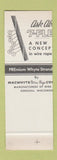 Matchbook Cover - MacWhyte Wire Rope Kenosha WI MISCUT SAMPLE
