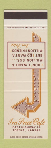 Matchbook Cover - Ira Price Cafe Topeka KS SAMPLE