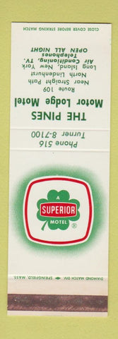 Matchbook Cover - Pines Motor Lodge Motel North Lindenhurst LI NY SAMPLE