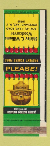 Matchbook Cover - Smokey The Bear Rockland Lake NY Woodcarver WEAR SAMPLE
