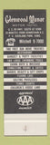 Matchbook Cover Glenwood Manor Motor Hotel Overland Park KS Best WEstern SAMPLE