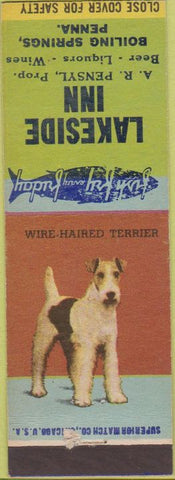 Matchbook Cover - Lakeside Inn Boiling Springs PA Wire Haired Terrier
