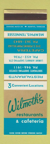 Matchbook Cover - Wilmoth's Restaurants Memphis TN SAMPLE