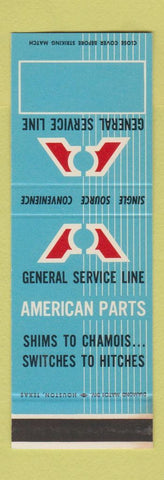 Matchbook Cover - General Service American Parts auto SAMPLE