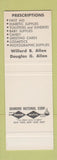 Matchbook Cover - Allen's Drug Scranton PA Pharmacy SAMPLE