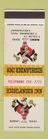 Matchbook Cover - Highlander Inn Burnet TX SAMPLE