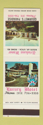 Matchbook Cover - Trinkaus Manot Motel Restaurant Utica NY  SAMPLE