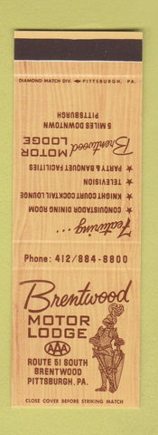 Matchbook Cover - Brentwood Motor Lodge Pittsburgh PA SAMPLE