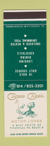 Matchbook Cover - Cross Creek Motor Lodge Golf Titusville PA SAMPLE