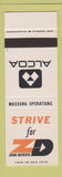 Matchbook Cover - Alcoa Zero Defects Massena Operations SAMPLE