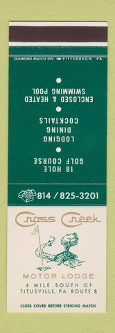 Matchbook Cover - Cross Creek Motor Lodge Titusville PA golf SAMPLE
