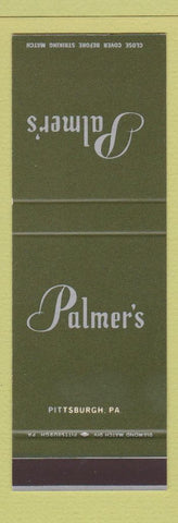 Matchbook Cover - Palmer's Restaurant Pittsburgh PA GREEN SAMPLE
