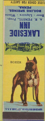 Matchbook Cover - Lakeside Inn Boiling Springs PA Boxer