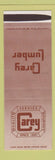 Matchbook Cover - Carey Lumber hardware paint WEAR SAMPLE