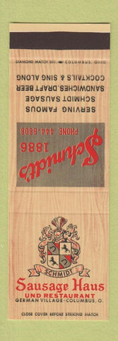 Matchbook Cover - Schmidt's Sausage Haus German Columbus OH SAMPLE