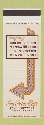 Matchbook Cover - Ira Price Cafe Topeka KS WEAR SAMPLE