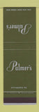 Matchbook Cover - Palmer's Pittsburgh PA SAMPLE