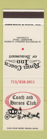 Matchbook Cover - Royal Coach Inn Beaumont TX Coach Horses Club SAMPLE