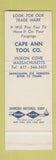 Matchbook Cover - Cape Ann Tool Co Impression Die Forgings Pigeon Cove MA SAMPLE