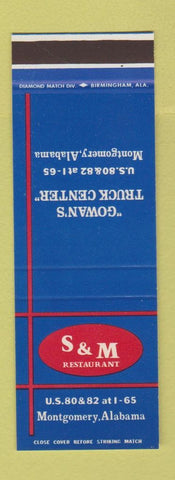 Matchbook Cover - Gowan's Truck Center S&M Restaurant Montgomery AL SAMPLE