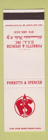 Matchbook Cover - Porritts & Spencer Skaneateles Falls NY SAMPLE