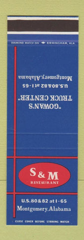 Matchbook Cover - Gowan's Truck Stop Montgomery AL S&M Restaurant SAMPLE