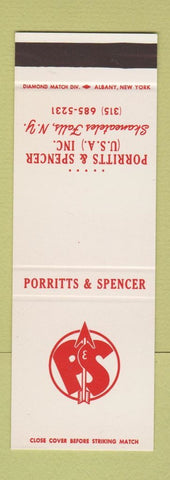 Matchbook Cover - Porritts & Spencer Skaneateles Falls NY SAMPLE