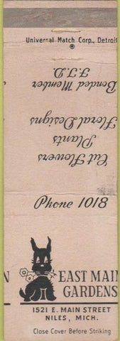Matchbook Cover - East Main Gardens Niles MI WEAR