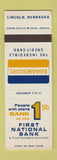 Matchbook Cover - First National Bank Lincoln NE Bank Americard SAMPLE