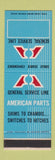 Matchbook Cover - American Part General Service auto SAMPLE