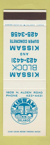 Matchbook Cover - Kissam Concrete Block Orlando FL SAMPLE