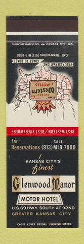 Matchbook Cover - Glenwood Manor Motor Hotel Overland Park KS SAMPLE
