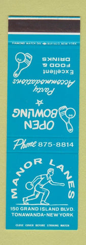 Matchbook Cover - Manor Lanes Bowling Tonawanda NY SAMPLE