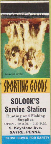 Matchbook Cover - Solock's Service oil gas Sayre PA