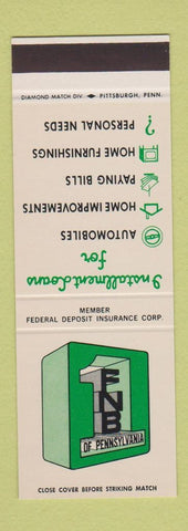 Matchbook Cover - First National Bank of PA Pennsylvania SAMPLE